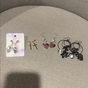 Set of Fashion Earrings - Silver, Gold, Red, Black